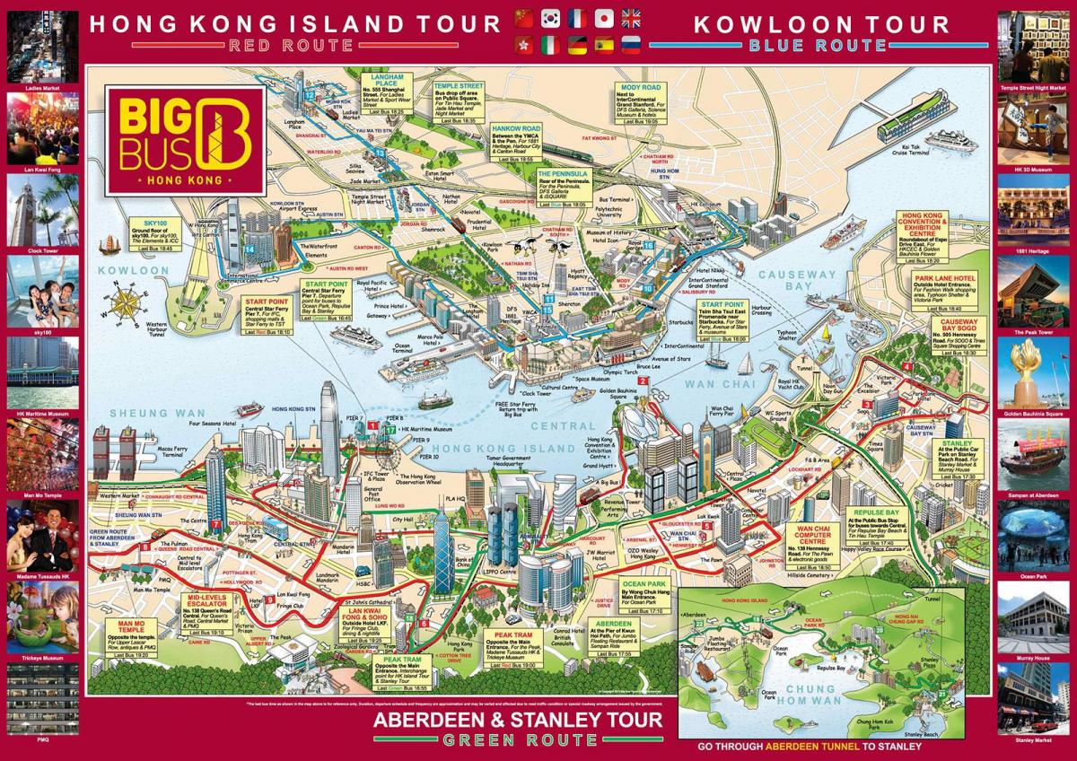 Hong kong böyük bir avtobus turu xəritə