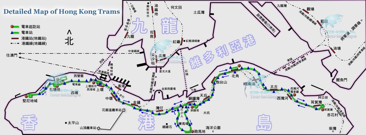 tramvay xəritə və hong Kong