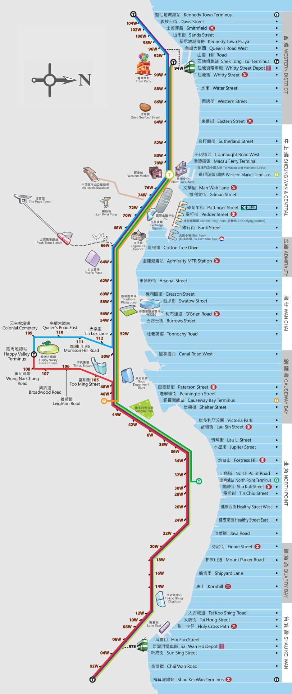 Hong kong Ding Ding xəritə tramvay