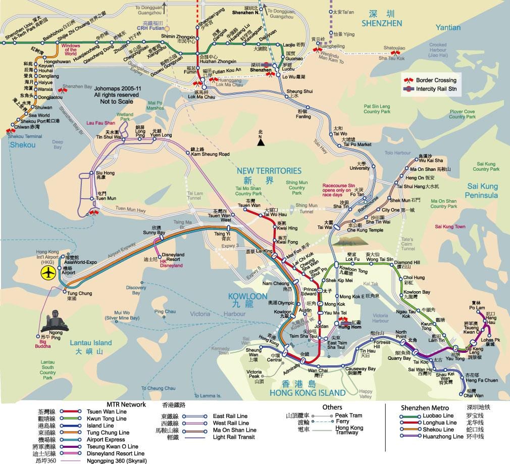 Hong kong gəzinti tur xəritə