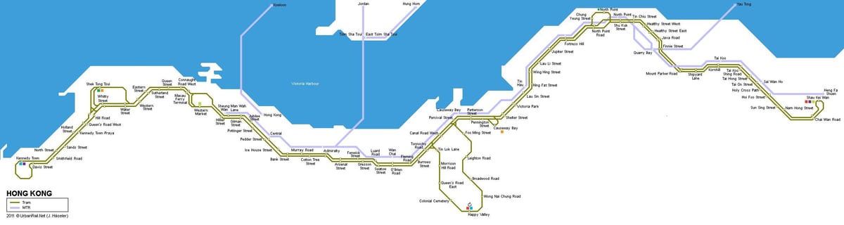 tramvay xəritə və hong Kong